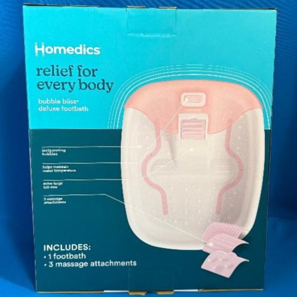 BRAND NEW  HOMEDICS BUBBLE BLISS DELUXE SOOTHING FOOTBATH W/ MASSAGE ATTACHMENTS